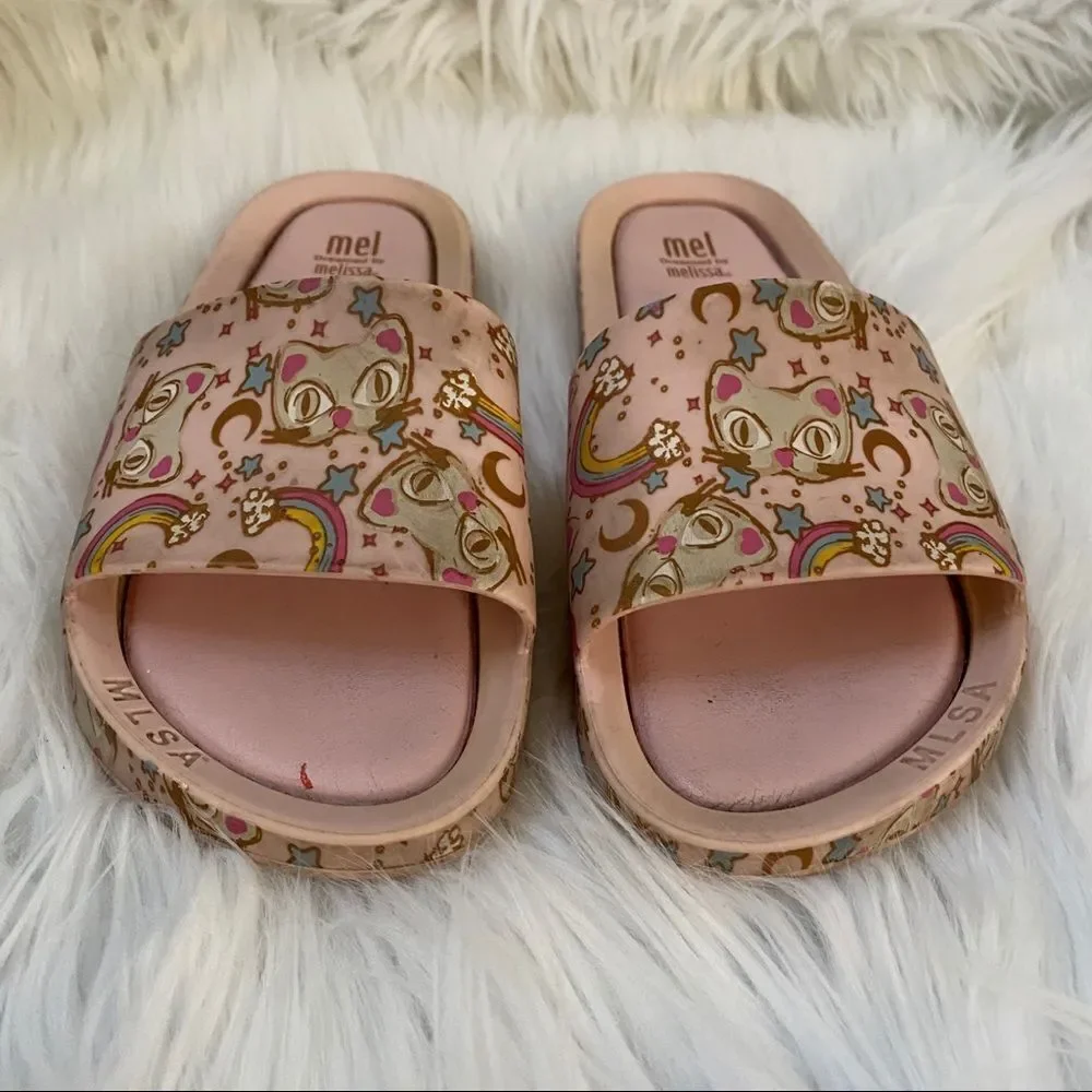 Mel dreamed By Melissa beach slides pink cat 2.5
